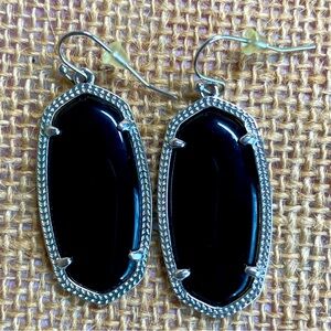 Kendra Scott Black Elle Silver Drop Earrings